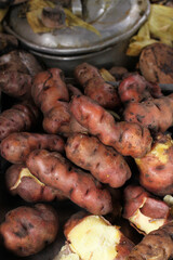 photography of traditional Peruvian food called Pachamanca. Food concept.