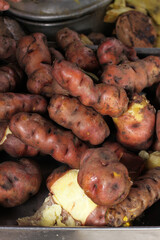 photography of traditional Peruvian food called Pachamanca. Food concept.