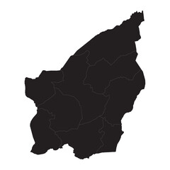 Political and geographical map of San Marino with municipalities, borders, cities, hills, and terrain details

