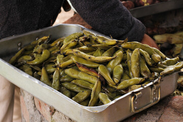 photography of traditional Peruvian food called Pachamanca. Food concept.
