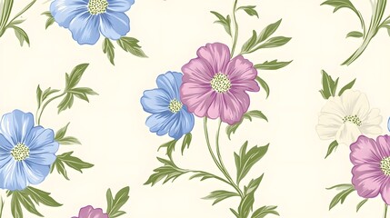Obraz premium Seamless Pastel Flower Pattern Design for Textile