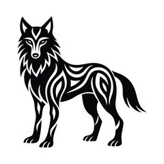 tribal wolf silhouette design vector art