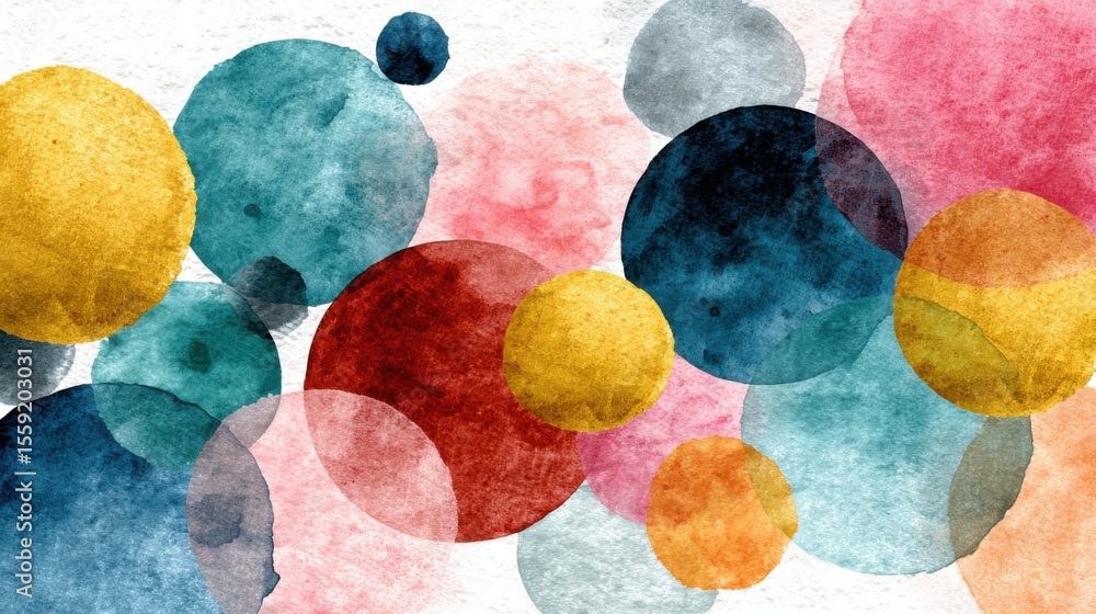 Aufkleber a colorful painting of many different colored circles. the circles are of various sizes and colors, 