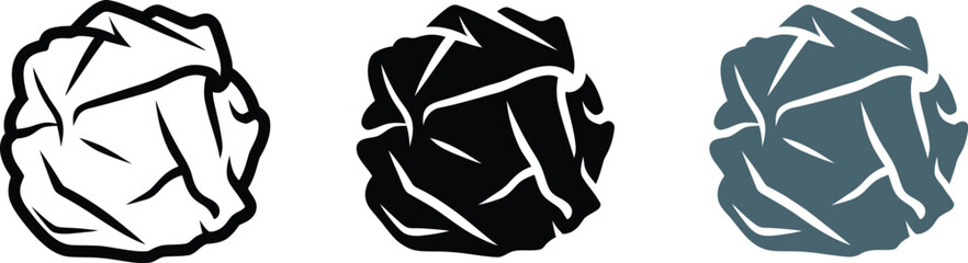 Obraz premium Crumpled paper ball vector illustration set for design element and creative project and icon and logo editable vector illustration with png format