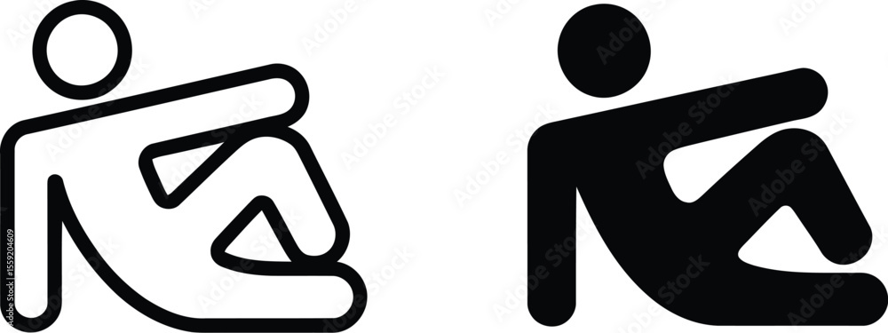 Poster vector icon illustration of person sitting leaning back relaxing in various colors isolated on plain