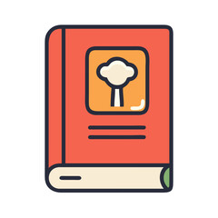 Recipe book cover design featuring a cooking icon  