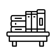 Stack of books on a shelf in minimalistic vector style  