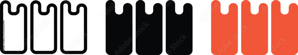 Poster plastic bag icon set vector illustration different colors shopping bag design element isolated on ba