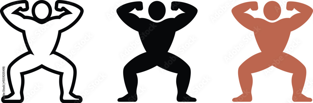 Poster find the perfect bodybuilder icon for your project with these three different style options today ed