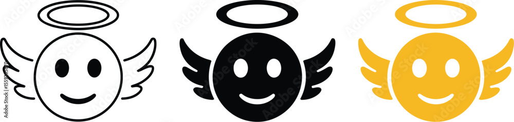 Poster angel emoji vector illustration design element for graphic and web design isolated on white backgrou
