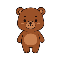 Fototapeta premium Simple Cute Brown Bear Standing Cartoon Vector Illustration
