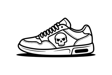 sport shoe with skull on it  isolated on white Generative ai