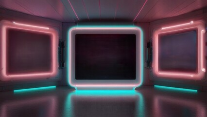 Pink Mint Sparkle Streaming Hub with Three Glowing Tablets and Soft Pastel Background