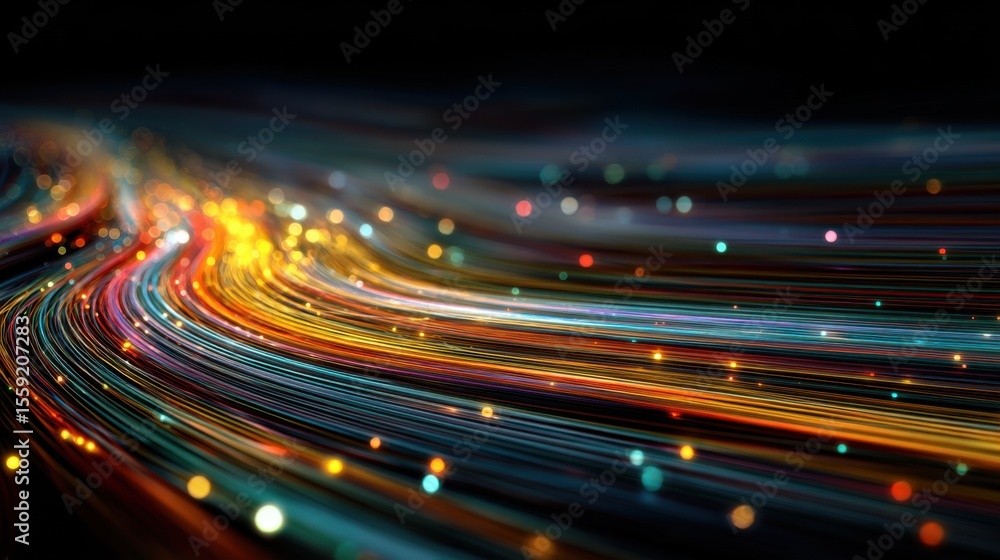 Aufkleber a colorful line of light with many different colors. the line is very long and has many different co