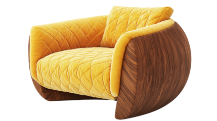 yellow armchair isolated on white background , transparent png