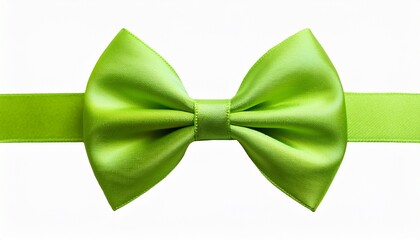 lime green satin bow tie isolated on transparent background