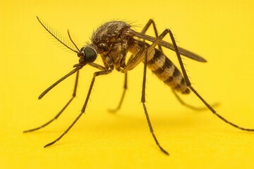 A mosquito on a yellow background