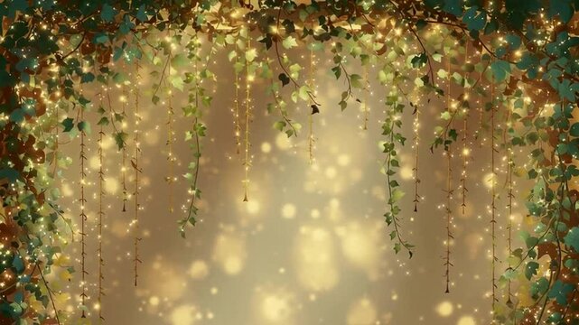 光に包まれた朝顔のツタが揺れる幻想的な背景映像 generative ai