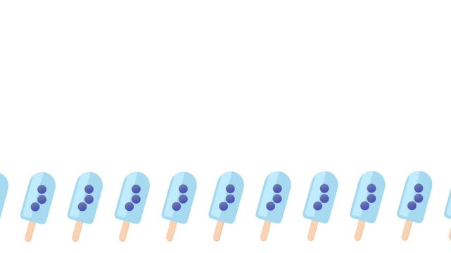 Blueberry popsicles neatly aligned in rows across a white background, offering a clean and modern pattern for refreshing design concepts
