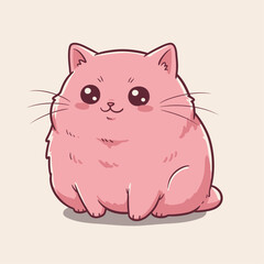 Adorable Fat Cat Sitting Cartoon Vector Illustration 2