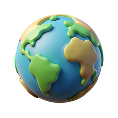 Cartoon earth globe isolated on transparent background