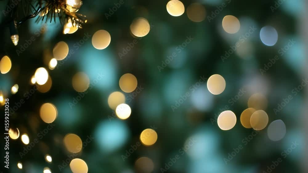 Poster Blurred Christmas tree lights create a magical backdrop for holiday projects. The shimmering bokeh effect from the Christmas tree lights is perfect for creating a festive atmosphere.