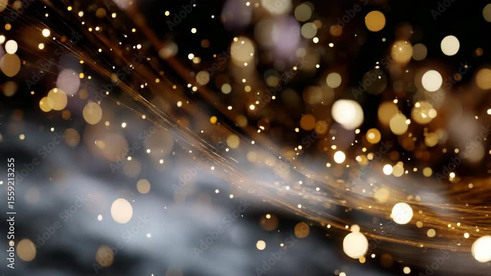Poster abstract background with golden particles and glowing lines, perfect for festive and special occasio