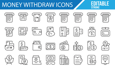 A Collection of Wallet, ATM, and Credit Card Icons for Banking and Finance