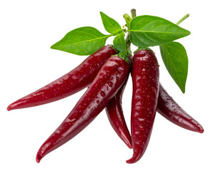 A bunch of red chili peppers isolated on transparent background
