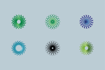 Abstract Circular Mandala Designs Set of Six Unique Geometric Patterns