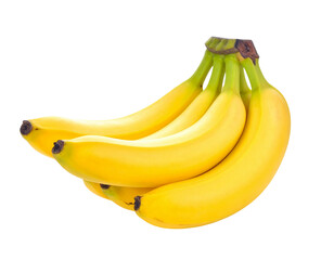 A bunch of ripe yellow bananas isolated on transparent background