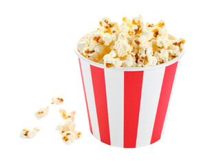 A bucket of popcorn isolated on transparent background