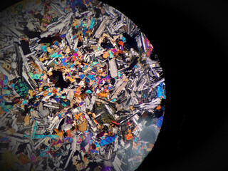 Rock micrograph of Olivine Dolerite on petrographic slide