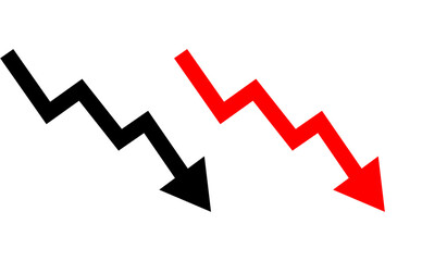 Red arrow graph, business stock market investment down fall direction loss stock market crash 