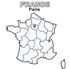 Obraz premium Outline of the France Map with State Boundaries with name and capital city for Educational Purposes and Planning in transparent and vector 