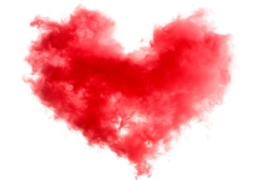 red ink heart shape smoke cloud   isolated on white background PNG ,AI GENERATED