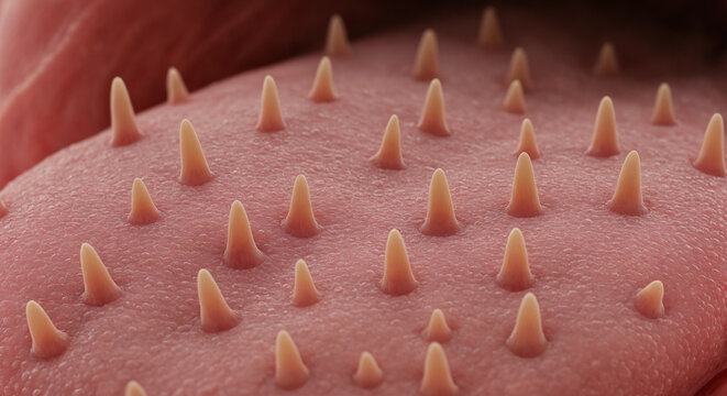 3D illustration of human tongue papillae closeup
