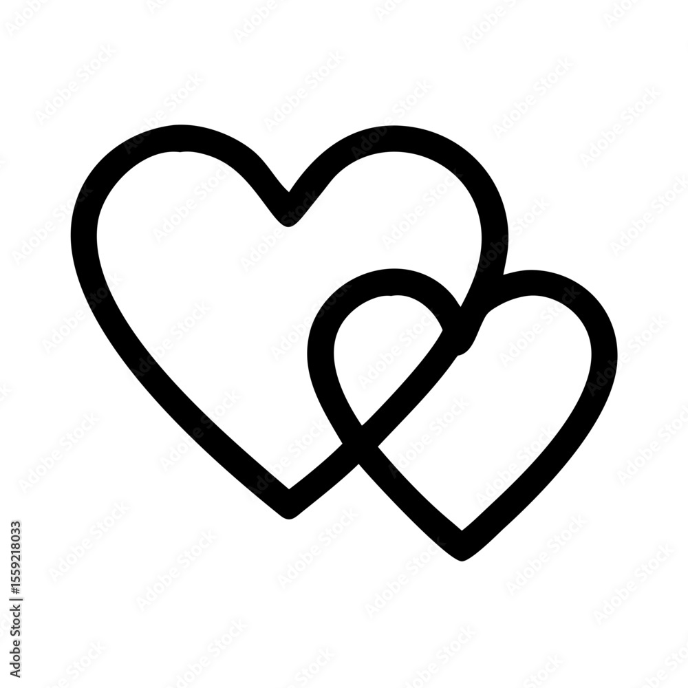 Poster interlocking hearts icon symbolizing love and connection in design