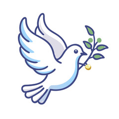 Obraz premium Dove flying with olive branch symbolizing peace and justice 