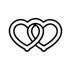 Interlocking hearts icon symbolizing love and unity, vector design  