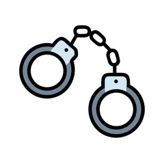 Handcuffs icon in vector style symbolizing justice and human rights  