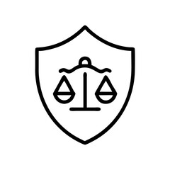 Shield icon with scales symbolizing justice and Human Rights Day  