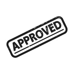 Approved stamp mark in black and white for document verification  