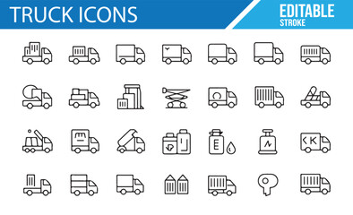 Transportation Icons Collection for Trucks, Vehicles, and Package Handling