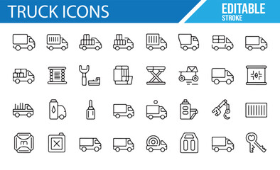 Cargo, Delivery, and Truck Icons for Shipping, Transport, and Logistics