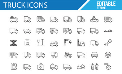 Logistics and Truck Icons for Delivery, Transportation, and Shipping