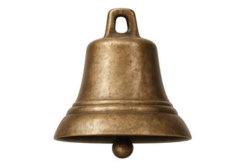 Vintage brass bell displaying weathered patina, symbolizing historical soundscapes against transparent backdrop