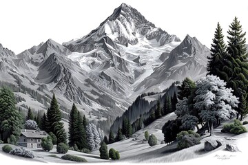 Cold mountain range view high resolution picture