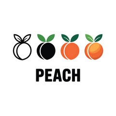 Peach fruit vector illustration, peach logo design, peach icon, fresh peach, peach clipart, peach drawing