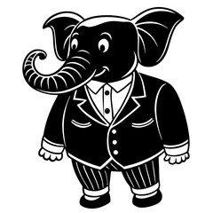 Cartoon Elephant in Suit – Funny Anthropomorphic Character Illustration